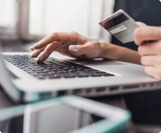 purchasing something online with a credit card